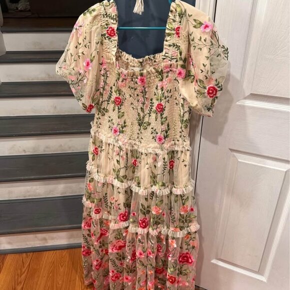 Jessa Kae Rose Dress Midi 1X Plus Size – Like New - Picture 1 of 3
